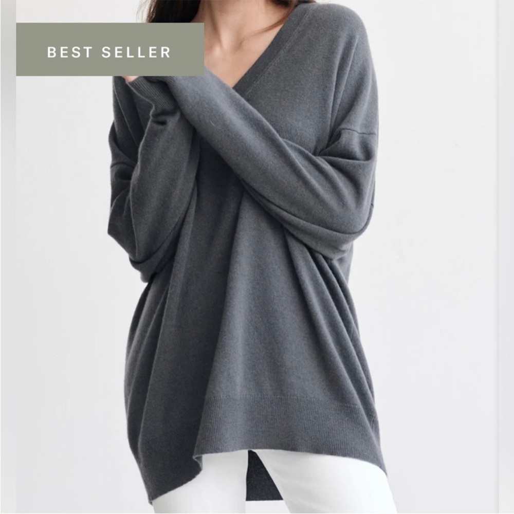 Jenni Kayne Charlie V Neck Sweater Gray Size XXS